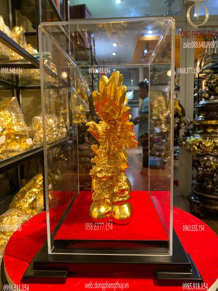 Quà tặng sếp: Tượng đại bàng bằng đồng dát vàng 24k cao 24 ngang 20 sâu 7,5cm nặng 2kg
