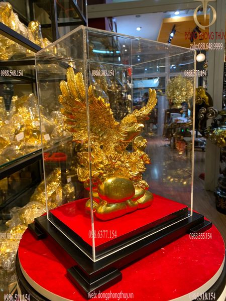 Quà tặng sếp: Tượng đại bàng bằng đồng dát vàng 24k cao 24 ngang 20 sâu 7,5cm nặng 2kg