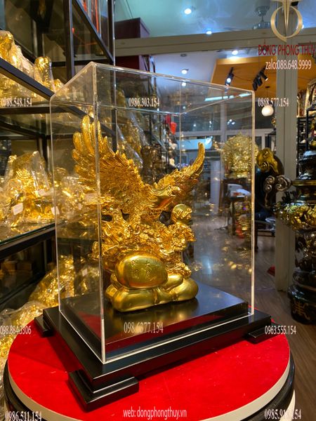 Quà tặng sếp: Tượng đại triển hồng đồ bằng đồng dát vàng 24k