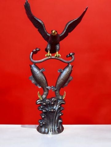 Tượng đại bàng song ngư như ý bằng đồng