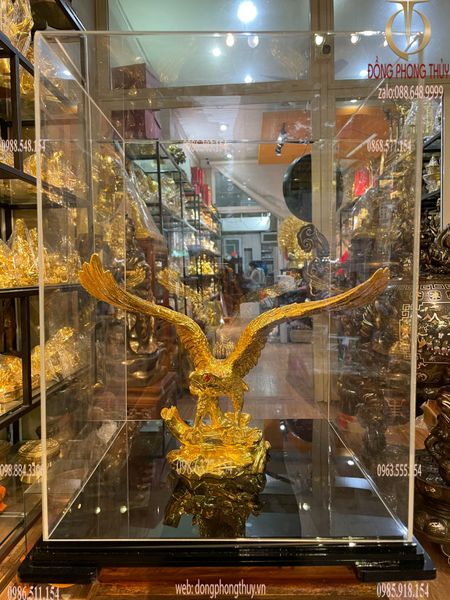 Quà tặng sếp: Tượng đại bàng bằng đồng dát vàng 24k cao 23, ngang 11,5, nặng 2kg