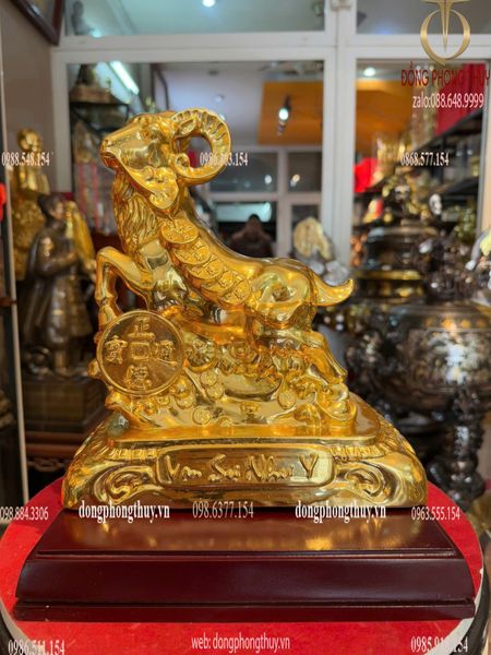 Tượng dê bằng đồng vạn sự như ý dát vàng 24k