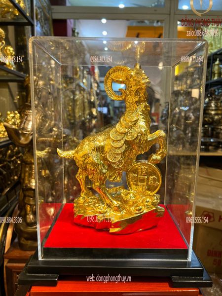 Tượng dê tiền phong thủy dát vàng 24k