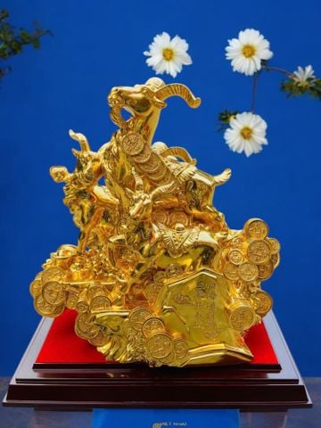 Tượng dê tam dương khai thái dát vàng 24k