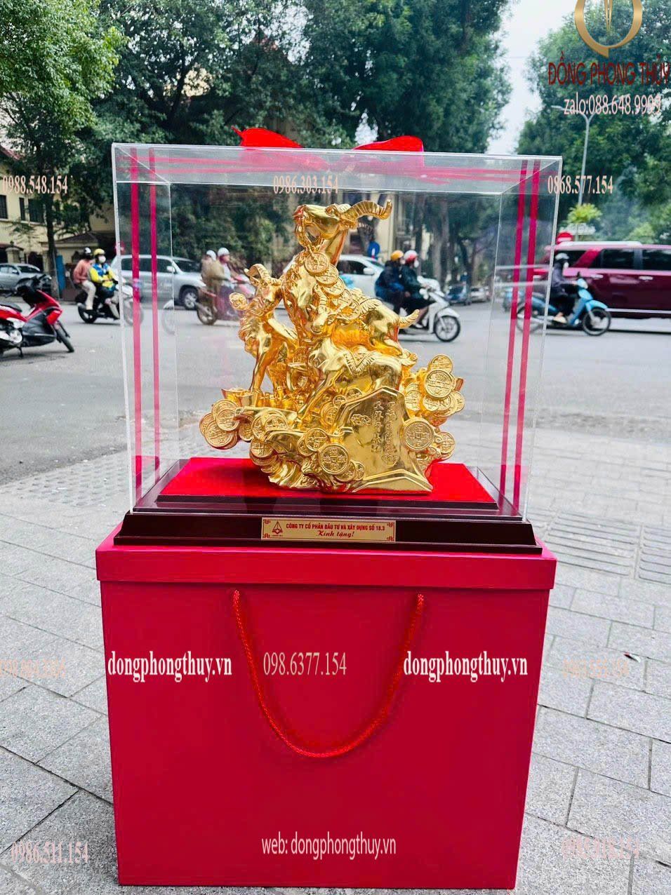 Tượng dê tam dương khai thái dát vàng 24k