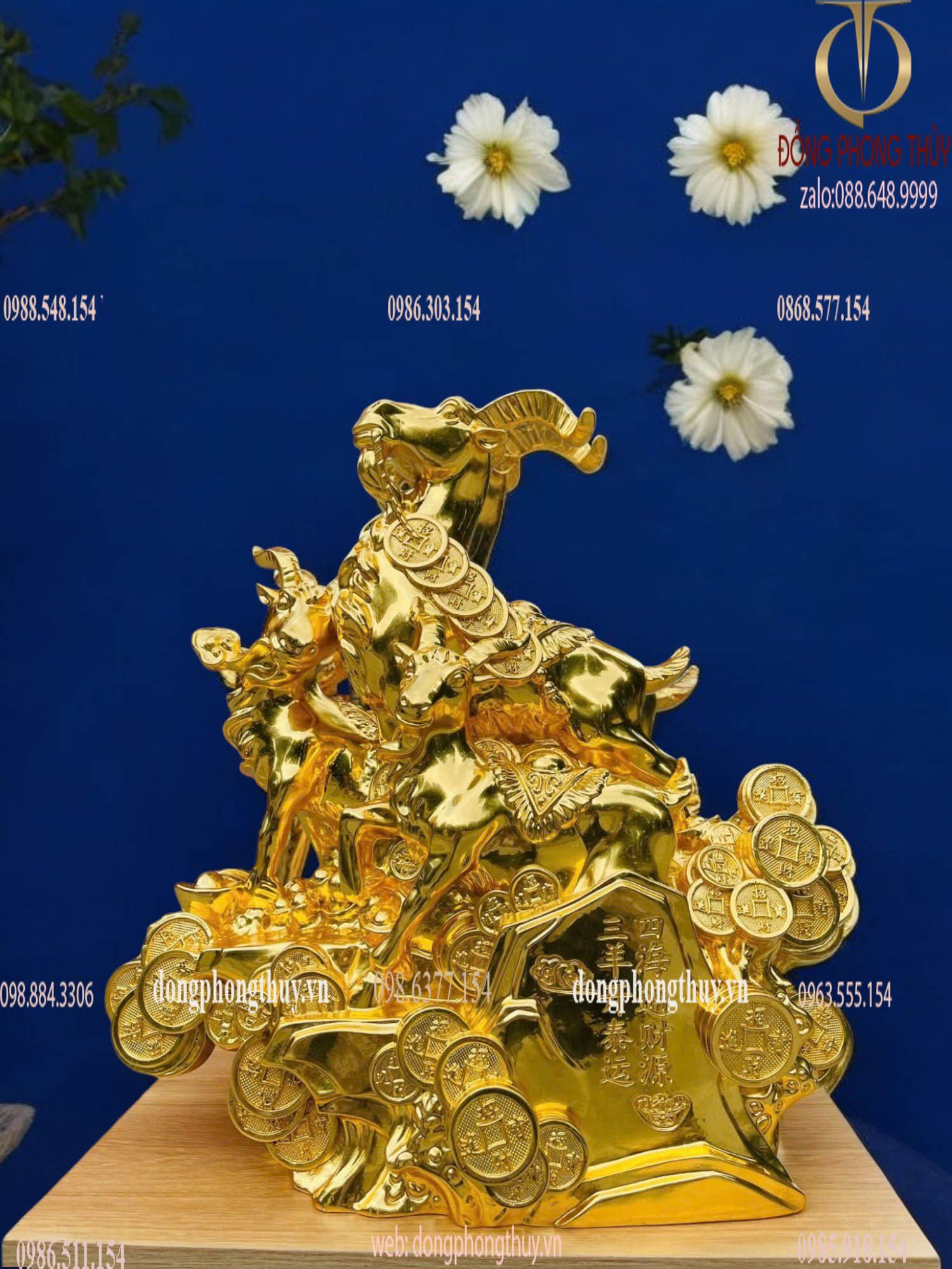 Tượng dê tam dương khai thái dát vàng 24k