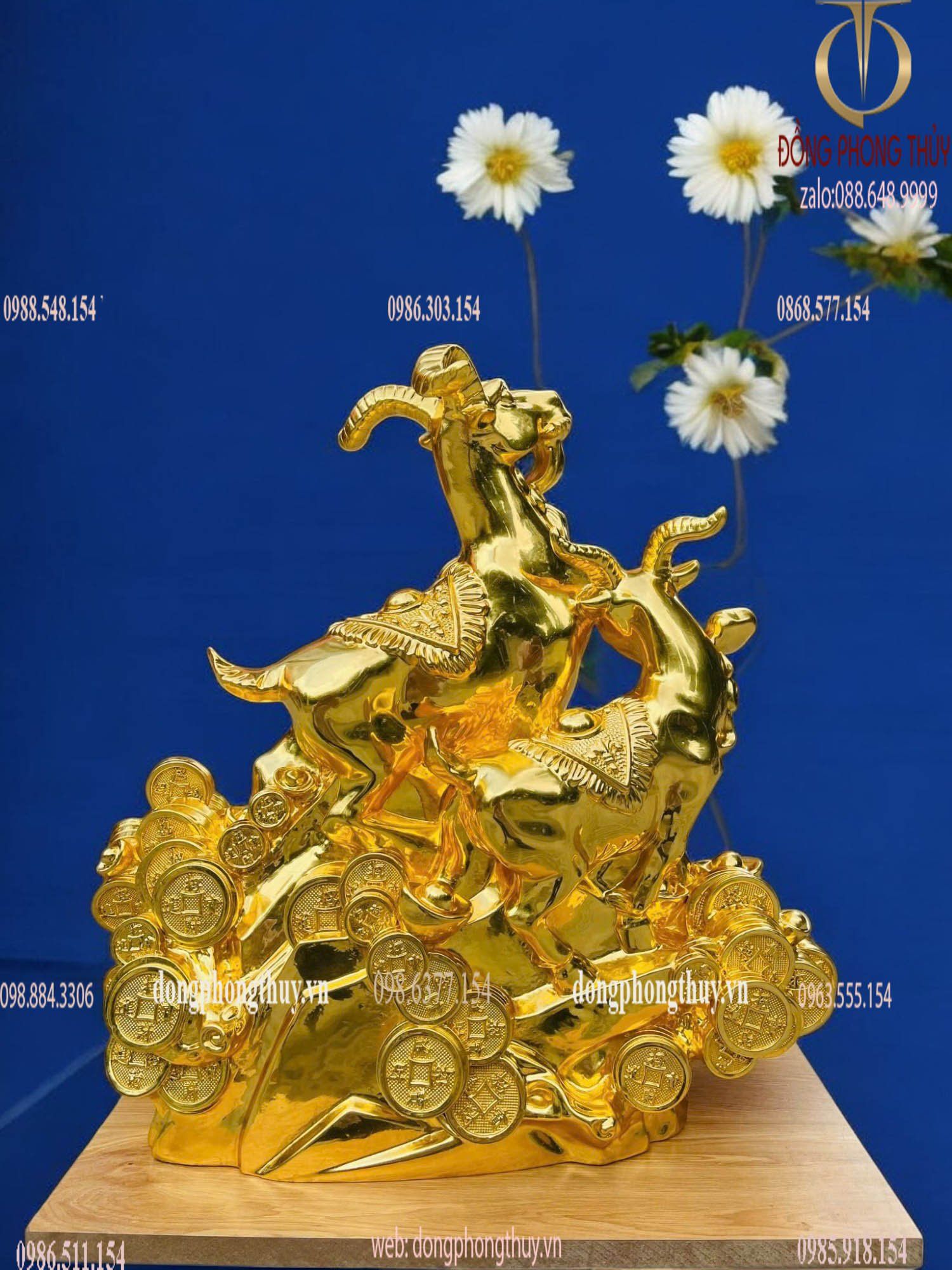 Tượng dê tam dương khai thái dát vàng 24k
