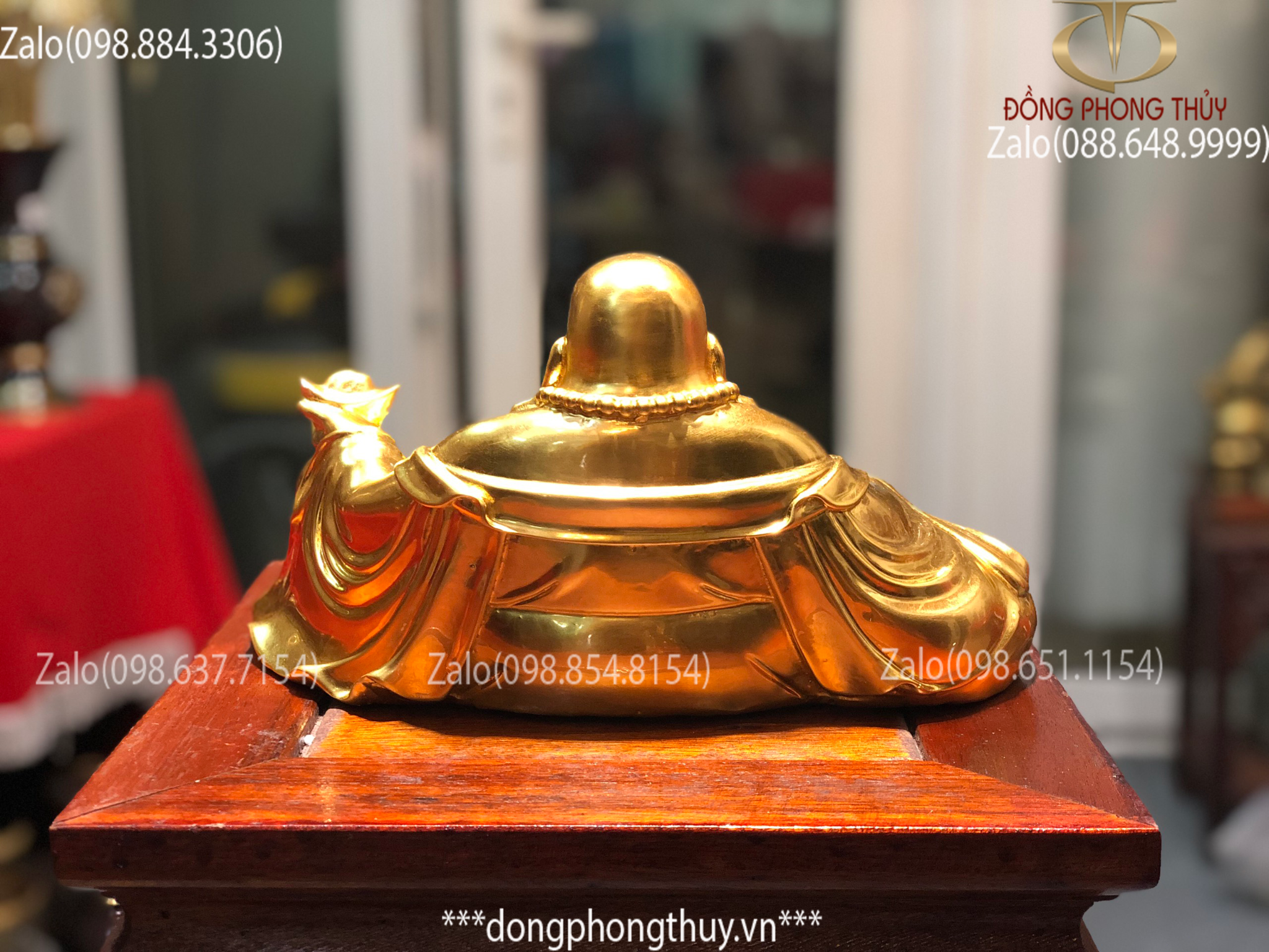 Tượng di lặc ngồi bằng đồng thếp vàng