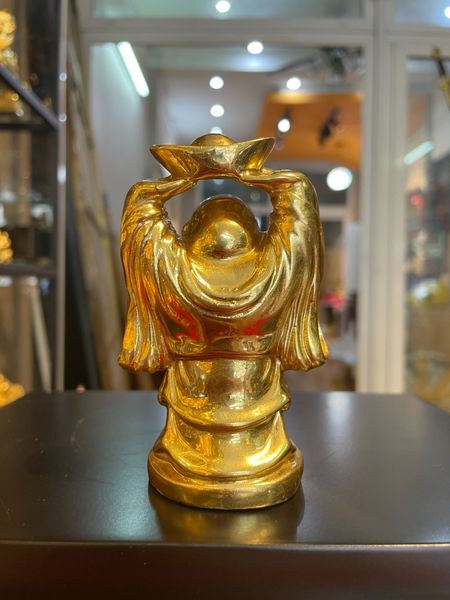Tượng phật di lặc dâng tiền để ô tô bằng đồng dát vàng 24k Cao 9,5