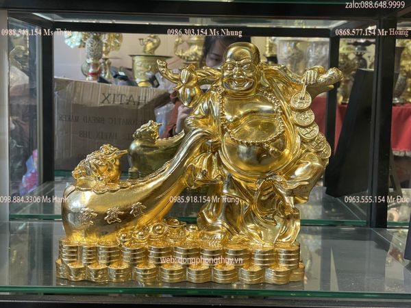 Tượng phật di lặc dát vàng 24k Cao 27cm nặng 4,4kg