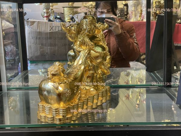 Tượng phật di lặc dát vàng 24k Cao 27cm nặng 4,4kg