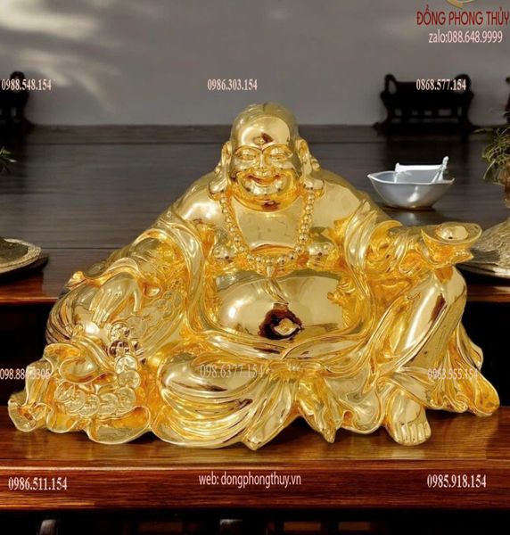 Tượng phật di lặc dát vàng 24k Cao 22 ngang 38 nặng 9kg