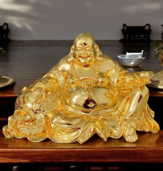 Tượng phật di lặc dát vàng 24k Cao 22 ngang 38 nặng 9kg