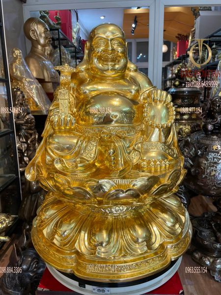 Tượng phật di lặc dát vàng 24k Cao 50 ngang 43 sâu 42 nặng 24,5kg