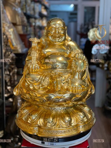Tượng phật di lặc dát vàng 24k Cao 50 ngang 43 sâu 42 nặng 24,5kg