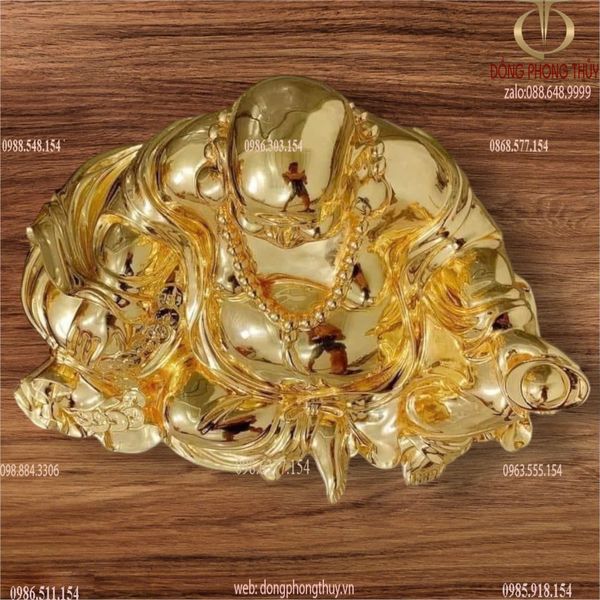 Tượng phật di lặc dát vàng 24k Cao 22 ngang 38 nặng 9kg