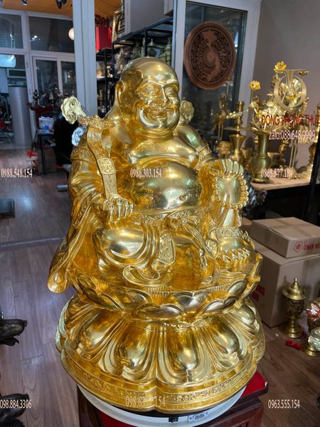 Tượng phật di lặc dát vàng 24k Cao 50 ngang 43 sâu 42 nặng 24,5kg
