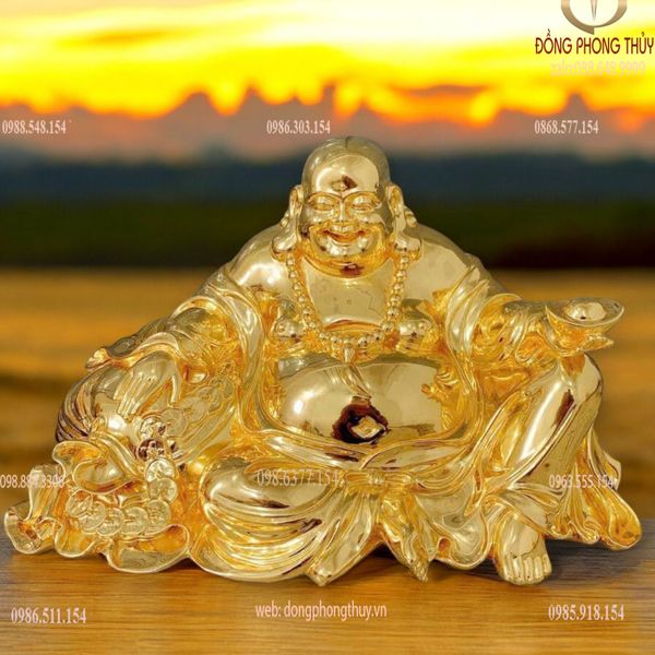 Tượng phật di lặc dát vàng 24k Cao 22 ngang 38 nặng 9kg