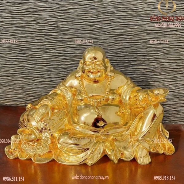Tượng phật di lặc dát vàng 24k Cao 22 ngang 38 nặng 9kg