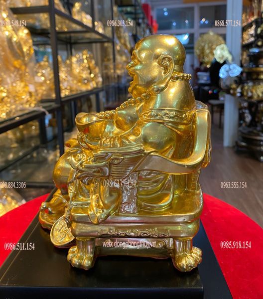 Tượng phật di lặc dát vàng 24k Cao 18 ngang 15 sâu 16 nặng 2.5 kg