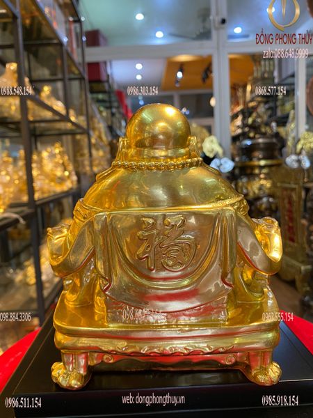 Tượng phật di lặc dát vàng 24k Cao 18 ngang 15 sâu 16 nặng 2.5 kg