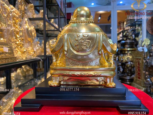 Tượng phật di lặc dát vàng 24k Cao 18 ngang 15 sâu 16 nặng 2.5 kg