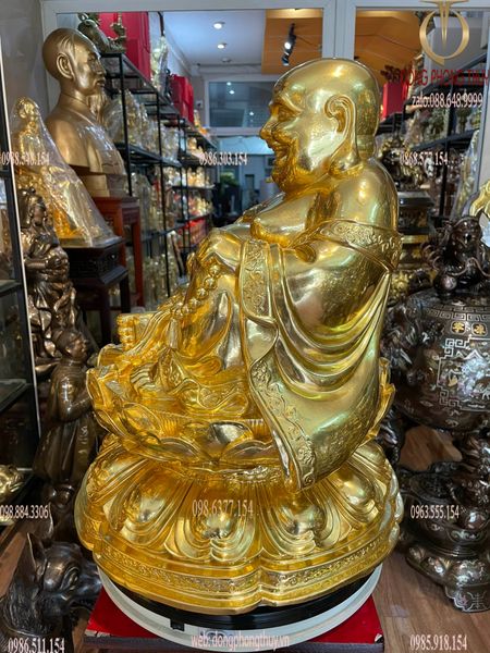 Tượng phật di lặc dát vàng 24k Cao 50 ngang 43 sâu 42 nặng 24,5kg