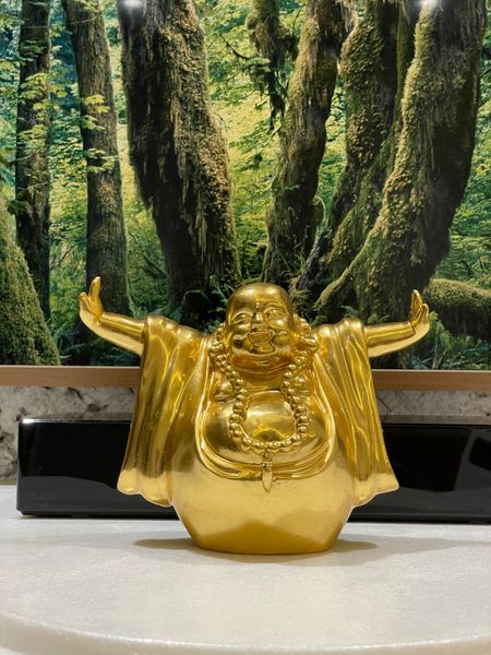 Tượng phật Di Lặc hoan hỉ bằng đồng dát vàng 24k Cao 16 nặng 1,5kg