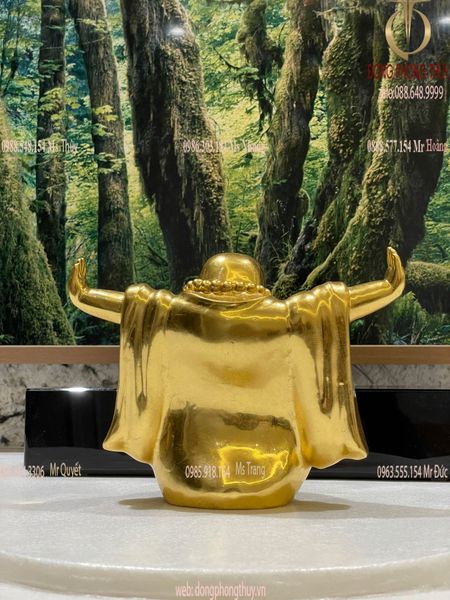 Tượng phật Di Lặc hoan hỉ bằng đồng dát vàng 24k Cao 16 nặng 1,5kg