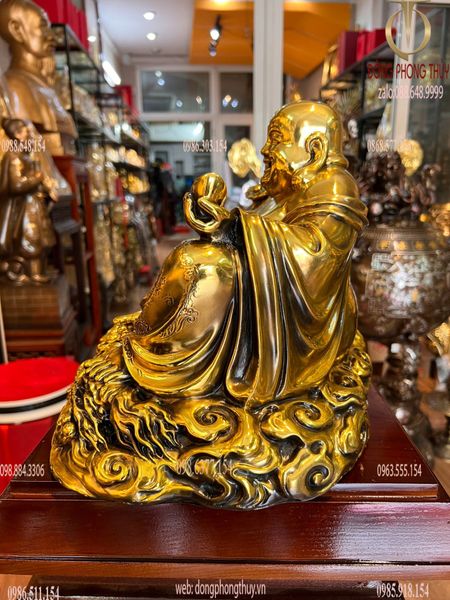 Tượng phật di lặc bằng đồng ngang 35 sâu 26 cao 26 nặng 14,8kg