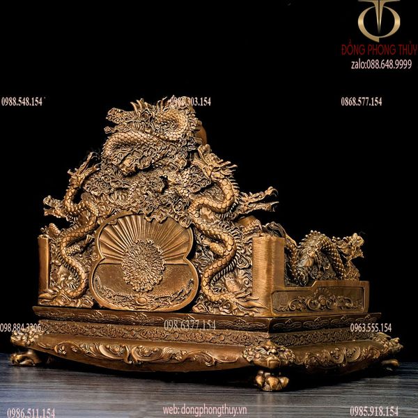 Tượng di lặc bằng đồng ngồi ngai rồng
