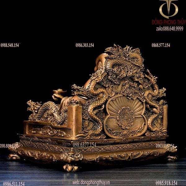 Tượng di lặc bằng đồng ngồi ngai rồng
