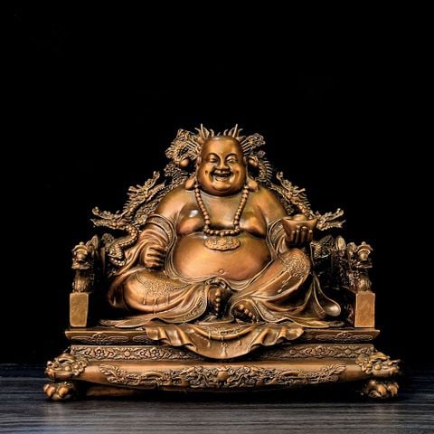 Tượng di lặc bằng đồng ngồi ngai rồng