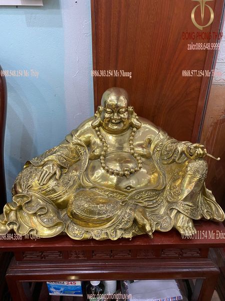 tượng phật di lặc dựa bị bằng đồng cao 35cm ngang 63cm nặng 23,5kg