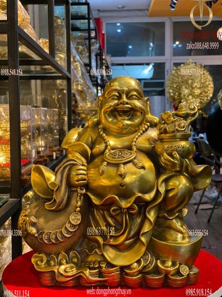 Tượng phật di lặc bằng đồng Cao 30 ngang 30 sâu 15cm nặng 5kg