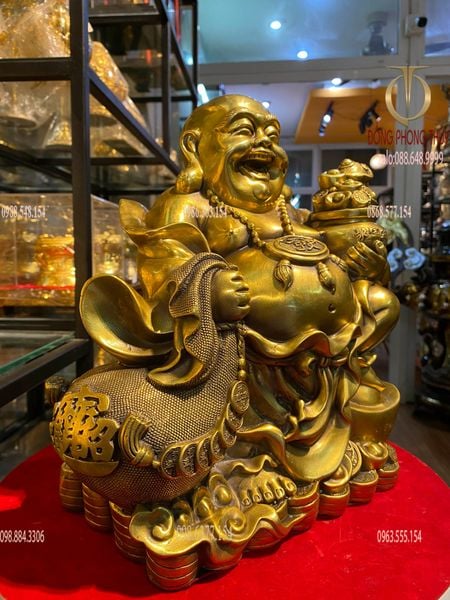 Tượng phật di lặc bằng đồng Cao 30 ngang 30 sâu 15cm nặng 5kg