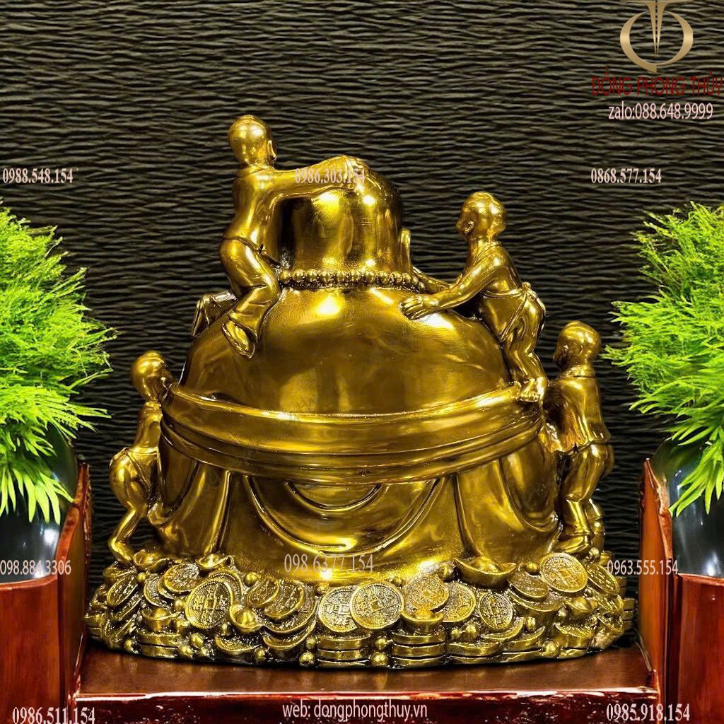Di lặc ngũ phúc bằng đồng cao 26x27 6kg