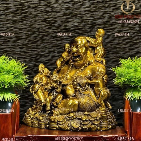 Di lặc ngũ phúc bằng đồng cao 26x27 6kg