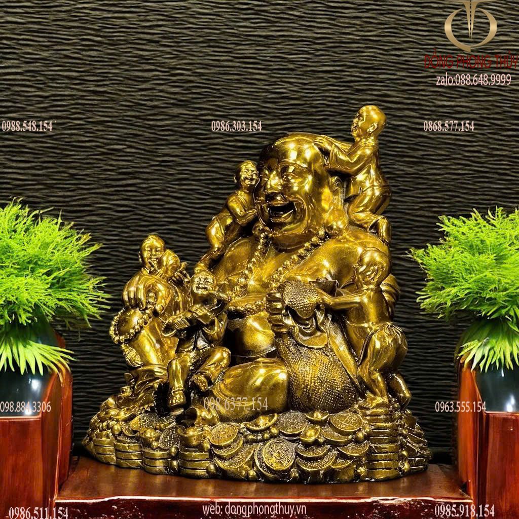 Di lặc ngũ phúc bằng đồng cao 26x27 6kg