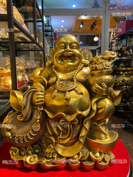 Tượng phật di lặc bằng đồng Cao 30 ngang 30 sâu 15cm nặng 5kg