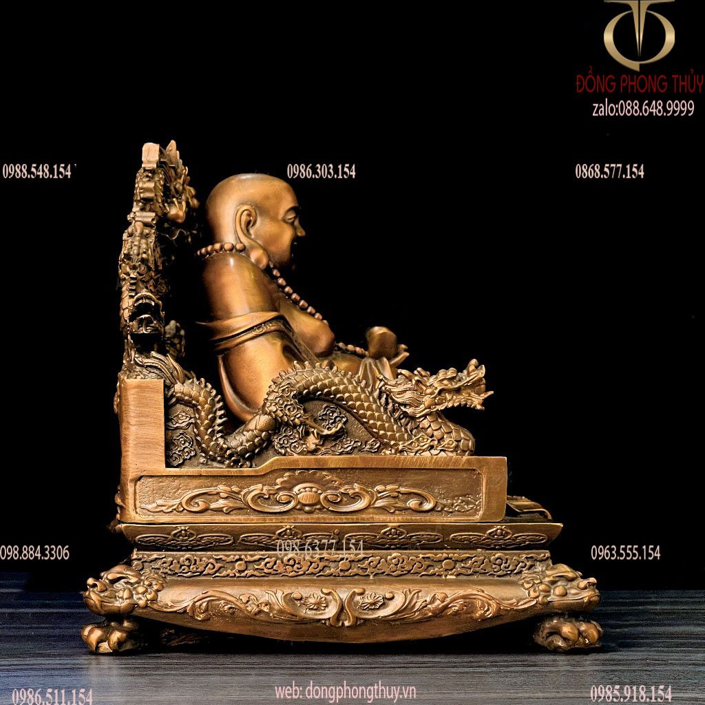 Tượng di lặc bằng đồng ngồi ngai rồng