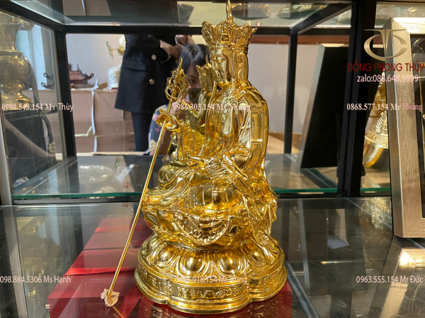 Tượng địa tạng vương dát vàng 24k cao 27cm