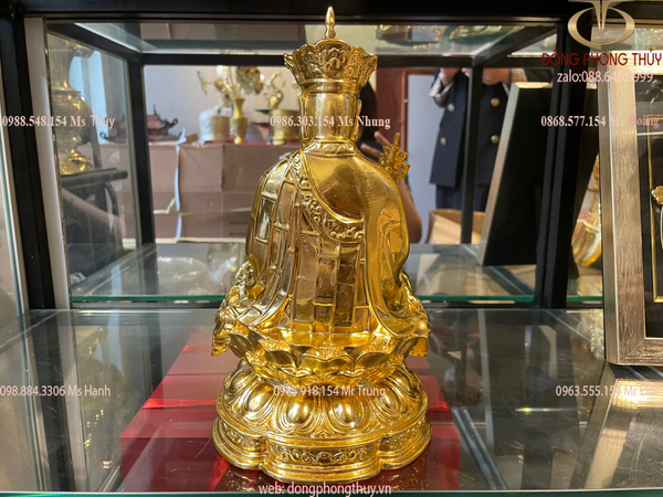 Tượng địa tạng vương dát vàng 24k cao 27cm