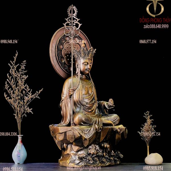 Tôn Tượng Địa Tạng Vương 38cm-49cm Hào Quang bằng đồng