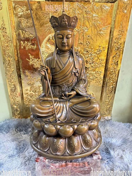 Tượng Địa Tạng Vương 48cm nặng 16kg bằng đồng hun