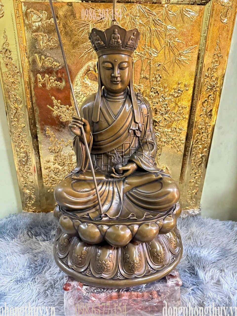 Tượng Địa Tạng Vương 48cm bằng đồng hun