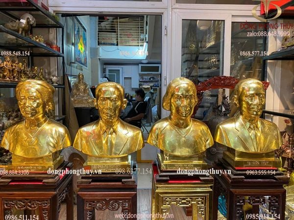 Tượng chân dung truyền thần bằng đồng dát vàng 24k