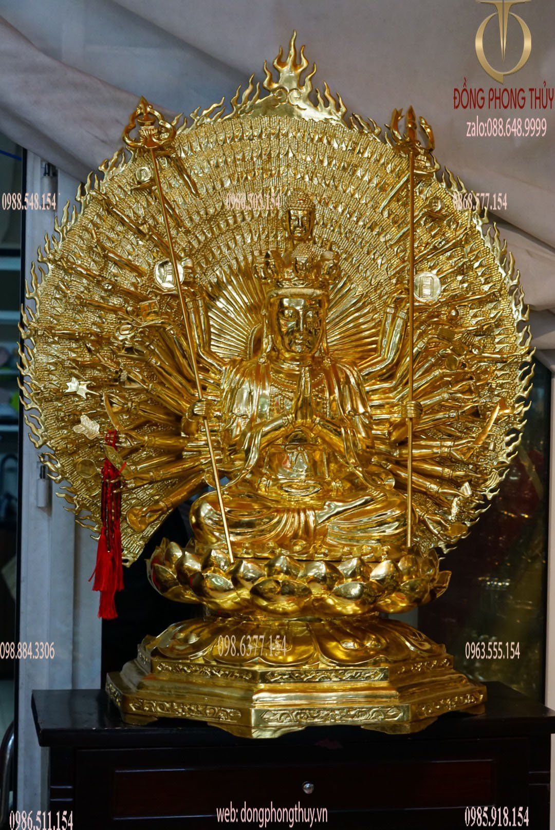 Tượng đức mẹ quan âm Thiên Thủ Thiên Nhãn 1m3 nặng 130kg dát vàng