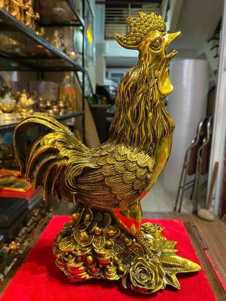 Tượng gà bằng đồng cao 29cm