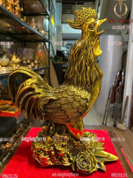 Tượng gà bằng đồng cao 29cm